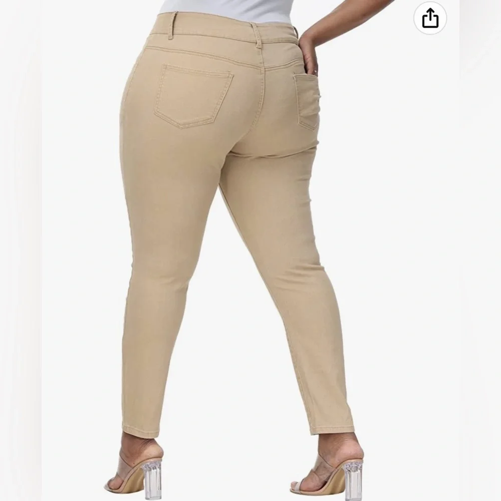 Gboomo | NWOT Womens Khaki Stretchy Skinny Tapered High Waist jeans Size 16 - Picture 2 of 2